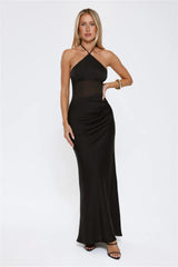 Ever Blooming Halter Maxi Dress Black