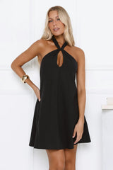 Breezy Beauty Halter Mini Dress Black
